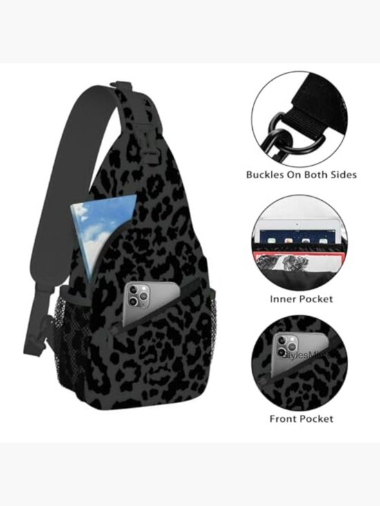 Leopard Print Sling Backpack Crossbody Bag Adjustable Strap Anti Theft Travel
